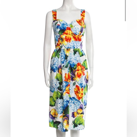 Dolce & Gabbana Floral Print Midi Dress - Picture 1 of 4